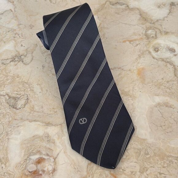 Valentino Striped Silk Tie Made in Italy - Picture 1 of 6